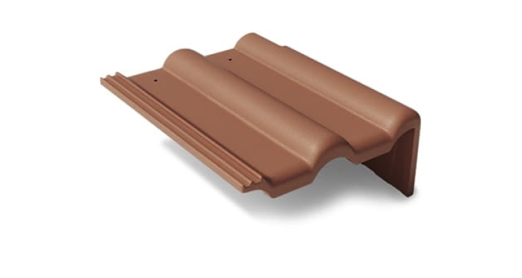 Боковая цементно-песчаная черепица Braas Франкфуртская правая, коричневый