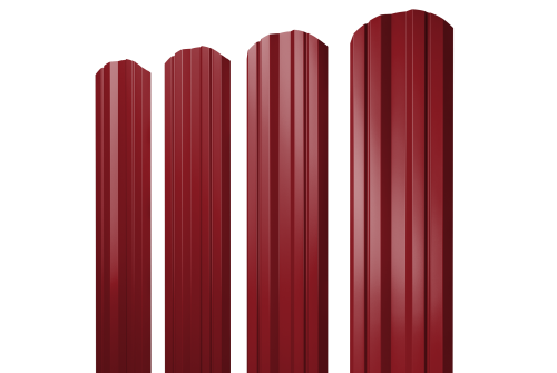 Штакетник Twin фигурный 0.45 PE RAL 3003 рубиново-красный