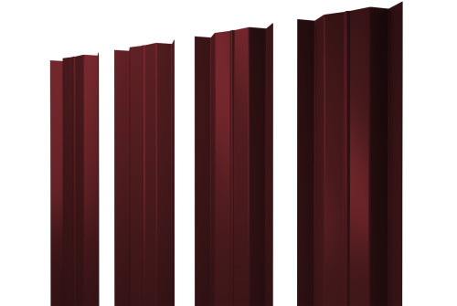 Штакетник М-образный В с прямым резом 0.45 PE RAL 3005 красное вино