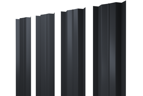 Штакетник М-образный В с прямым резом 0.45 PE RAL 7024 мокрый асфальт