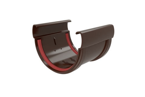 Соединитель желобов Дизайн 135 ПВХ Grand Line темно-коричневый (RR32)