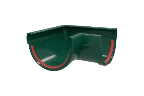 Угол желоба 90 град.Дизайн 135 ПВХ Grand Line зеленый (RAL 6005)