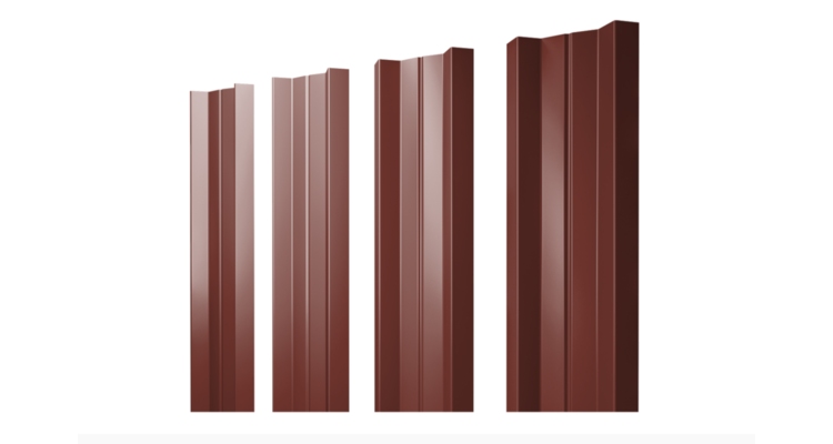 Штакетник М-образный А с прямым резом 0.45 PE RAL 3009 оксидно-красный