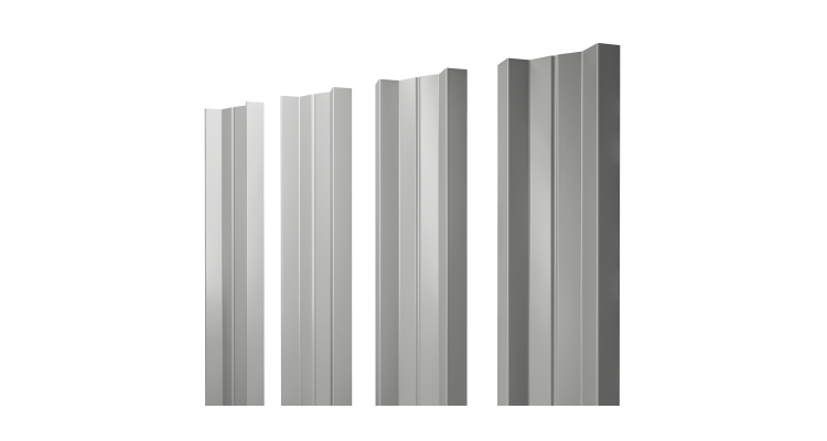Штакетник М-образный A с прямым резом 0.45 PE RAL 9006 бело-алюминиевый