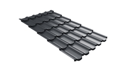 Металлочерепица  квинта плюс Grand Line c 3D резом 0,45 Drap ST RAL 7024 мокрый асфальт