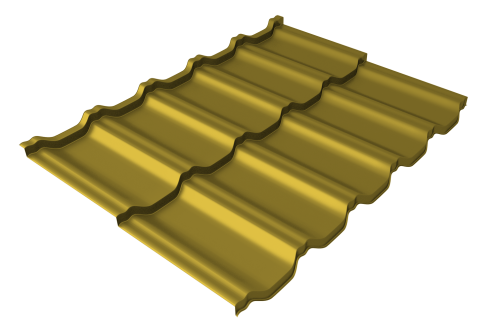 Металлочерепица модульная квинта uno GL 0,45 PE RAL 1018 цинково-желтый