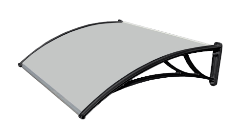 Козырек Krovent из поликарбоната 1200х930х280 серебристый (черный кронштейн)