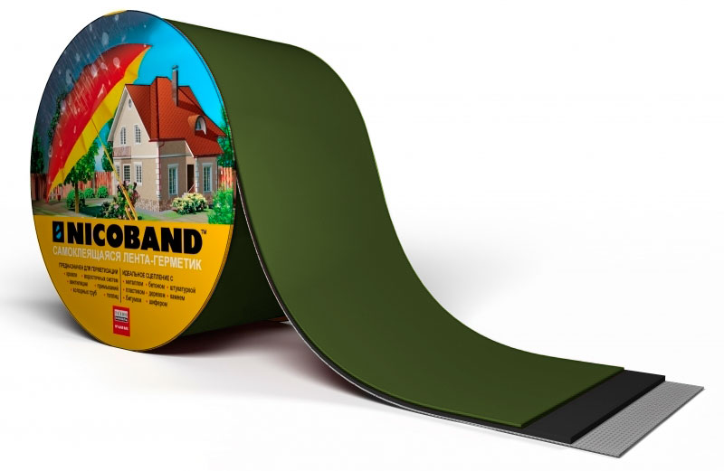 Лента герметизирующая Технониколь Nicoband самоклеящаяся 10мх7.5см, зеленая