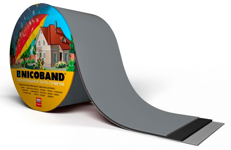 Лента герметизирующая Технониколь Nicoband самоклеящаяся 3мх7.5см, темно-серая