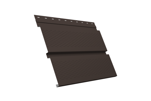 Софит металлический Квадро Брус с перфорацией 0,5 Drap TX с пленкой RR 32 темно-коричневый