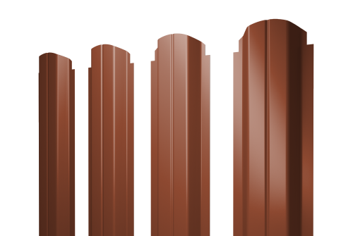 Штакетник П-образный А фигурный 0,45 PE RAL 8004 терракота